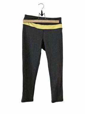 Lululemon Vintage Acro Crop Leggings Size 4 Heathered Black Yellow